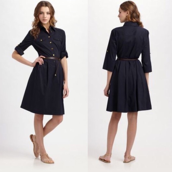 Tory Burch Dresses & Skirts - Tory Burch Navy Blue Blythe Poplin Shirt Dress